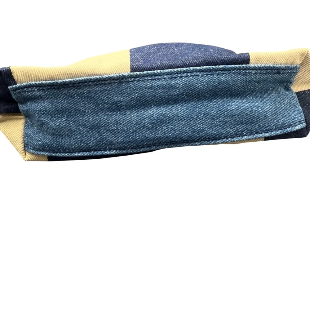 Disney Mickey Mouse Vintage Striped Canvas & Denim Cosmetic Bag Navy Cream Pouch